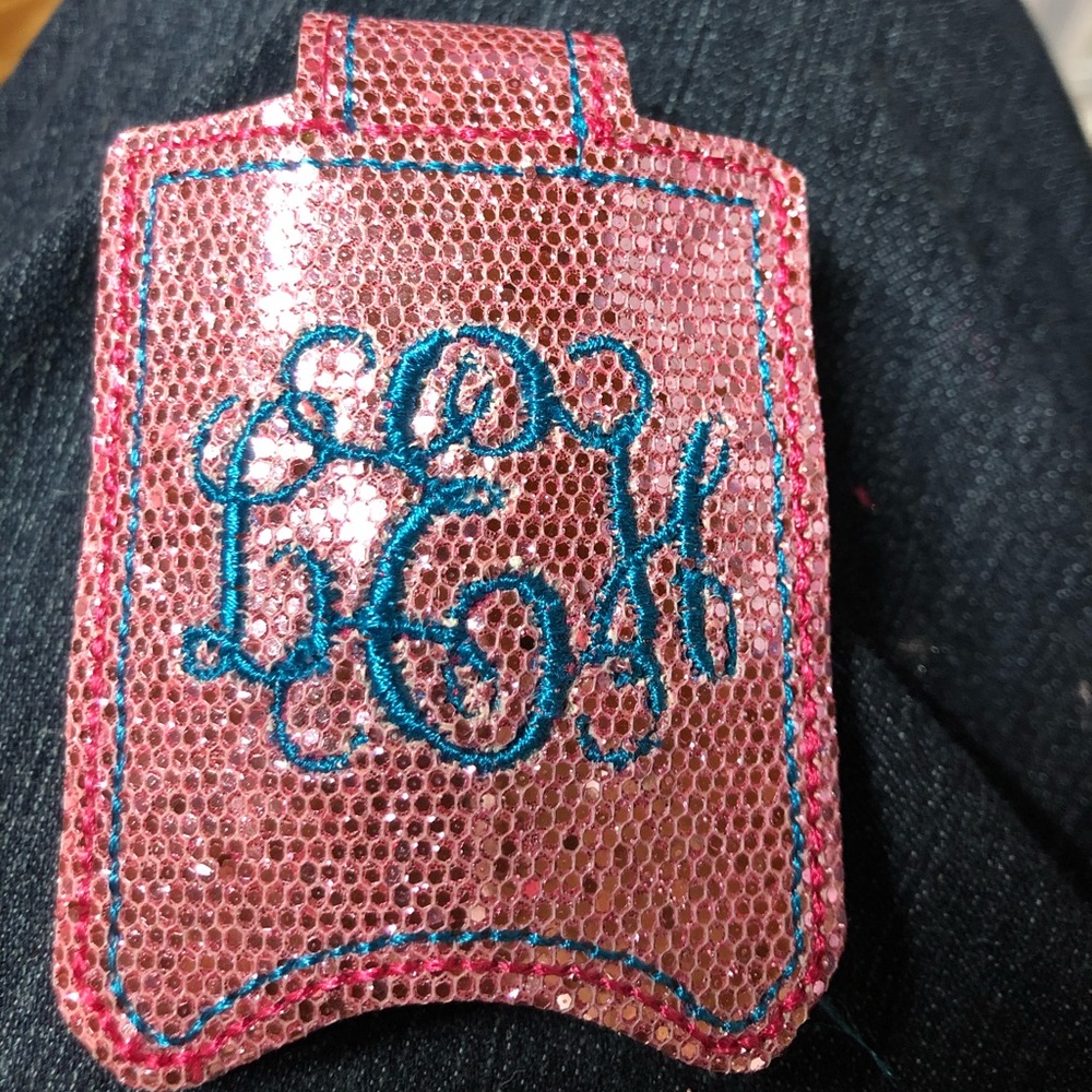 Handmade hand sanitizer case.